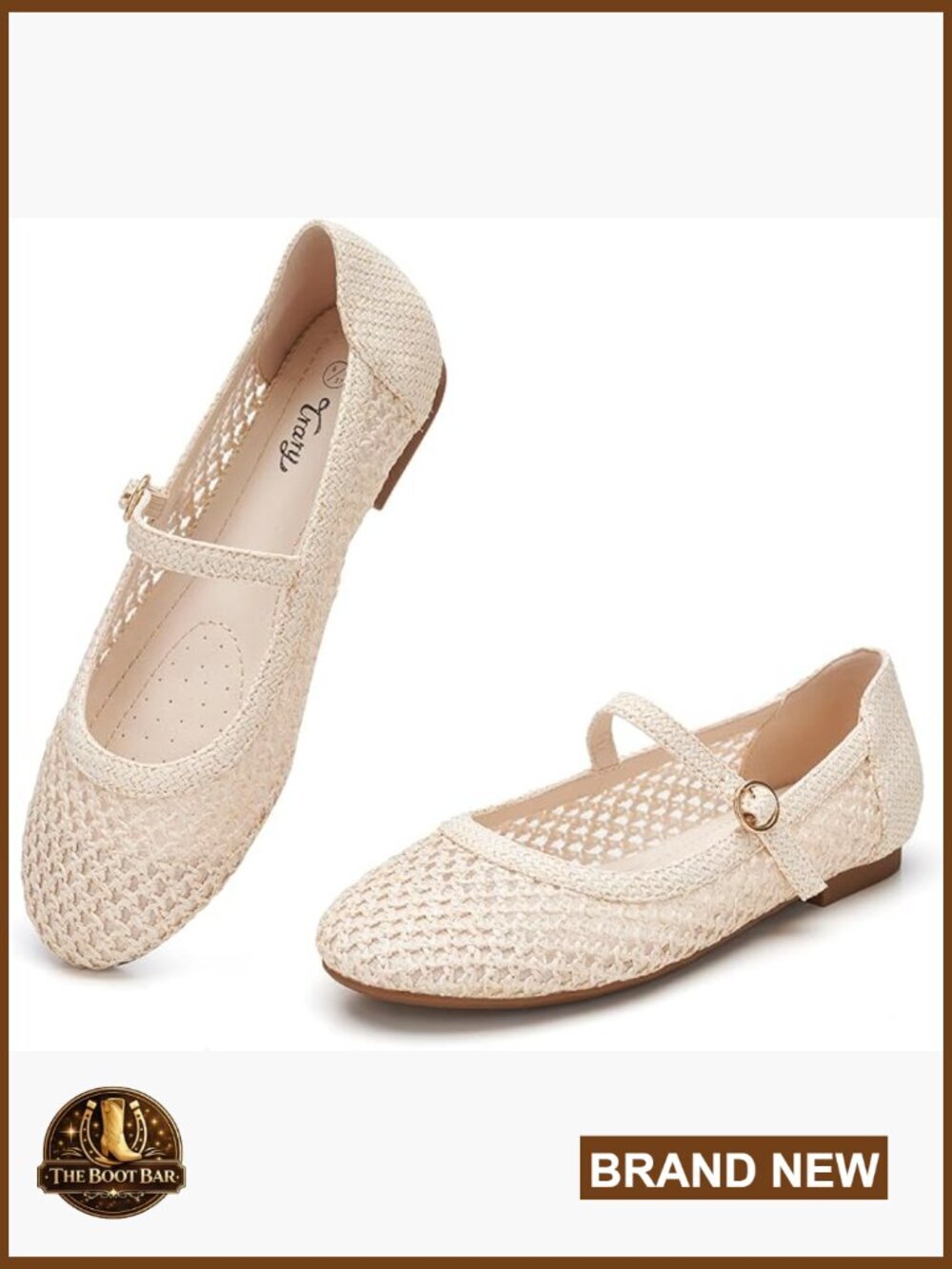 Woven Mary Jane Flats with Braided Strap - Comfortable Ballet Flats